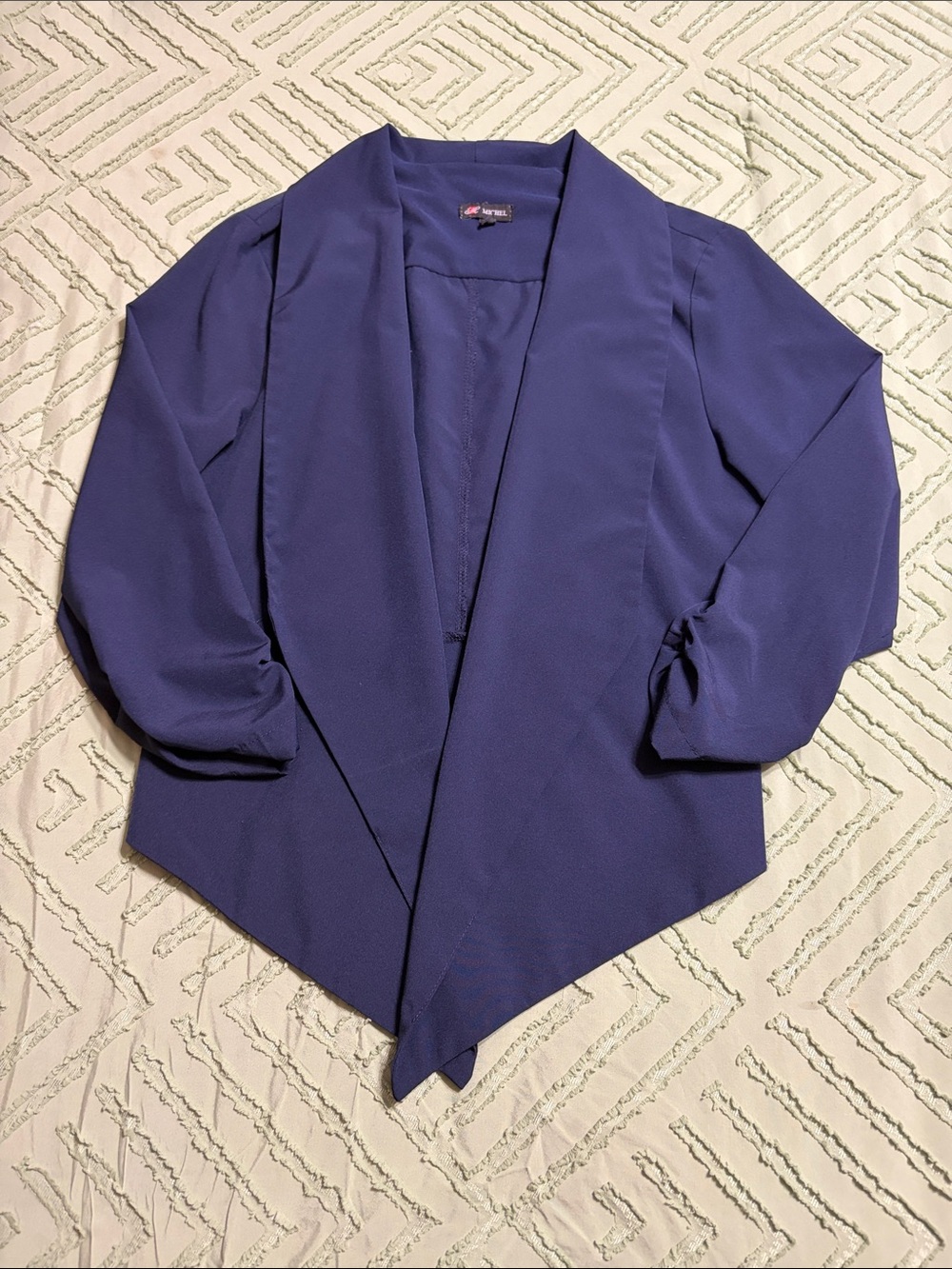 Women's Open Front Draped Blazer Jacket - Dark Blue